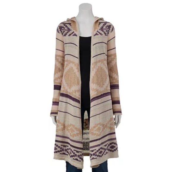Long Tribal Hooded Cardigan - Picture 1 of 3